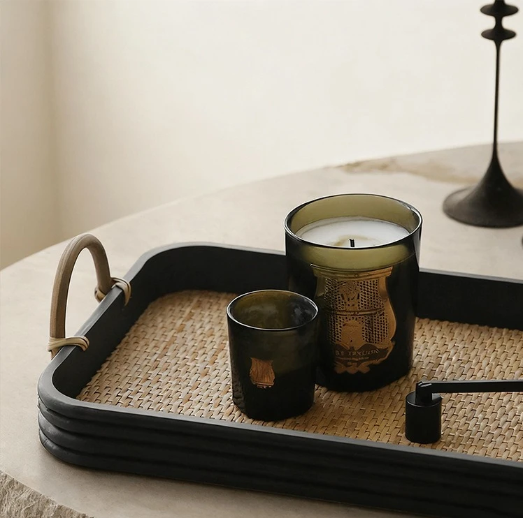 

Chinese retro wooden wicker tray decoration tea room rectangular tea tray dining plate