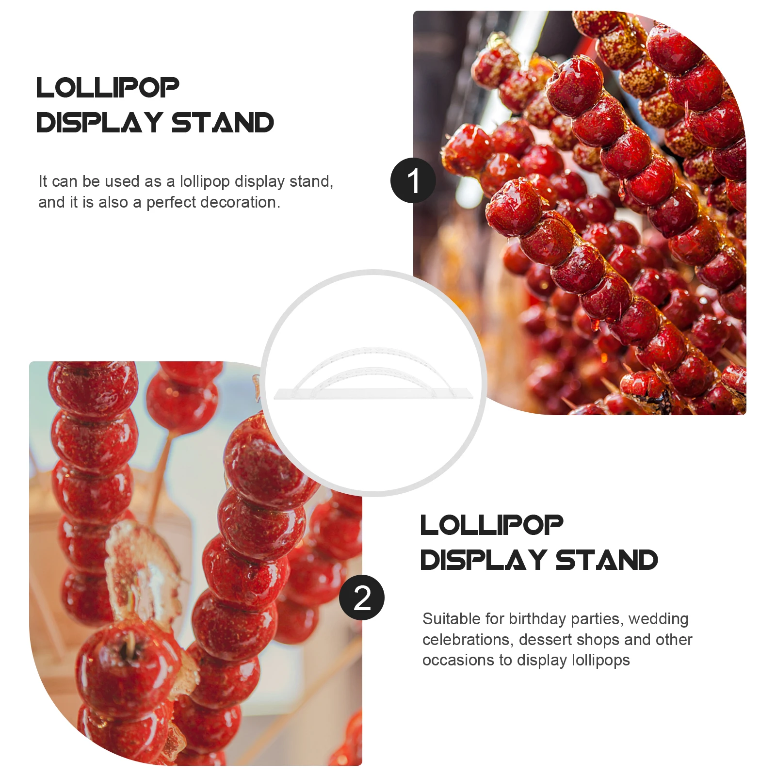 Clear Acrylic Lollipop Stand Transparent Candy Rack Dessert Display Stable Base arc Shape Suitable Birthday Parties Wedding