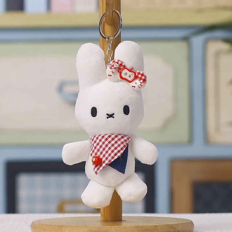 Cartoon Scarf Miffy Plush Keychain Cute Multi Functional Anime Filled Rabbit Backpack Zipper Decoration Toy Friend'sbirthdaygift