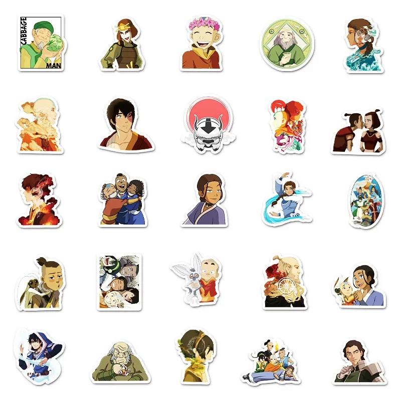 50/30/10PCS Avatar Aang Korra Zuko Popular Anime Peripherals Personalized Mobile Phone Tablet Refrigerators Decorative Stickers