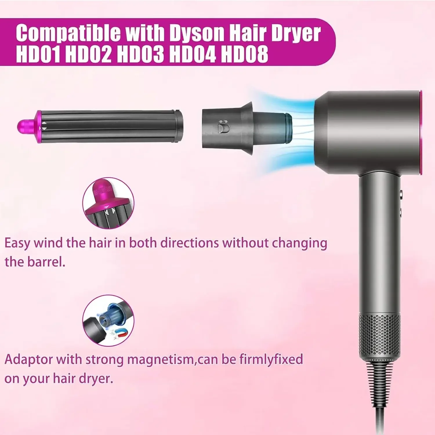 40MM/30MM Curling Barrels For Dyson Airwrap Styler Parts Accessories, Multifunctional 2 in 1 Automatic Curling Styling Tool