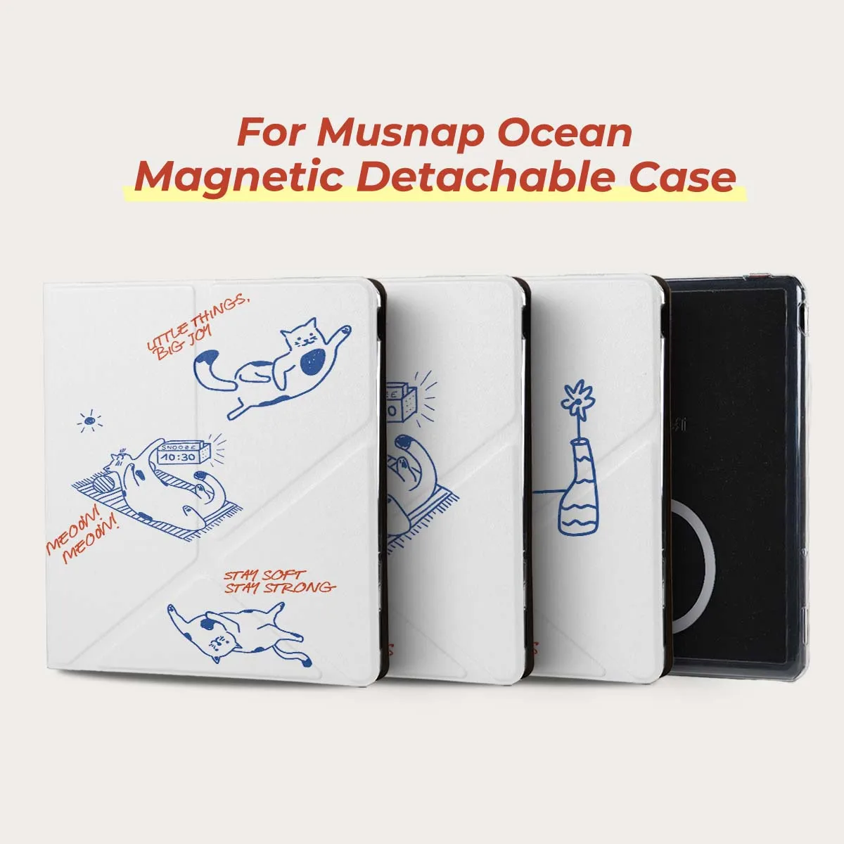 

Магнитный съемный чехол Twosheep для Musnap Ocean Oceanc iReader Ocean5pro Ocean5c, 7 дюймов, мягкий чехол с функцией автоматического включения/выключения экрана, дизайн «Кот»