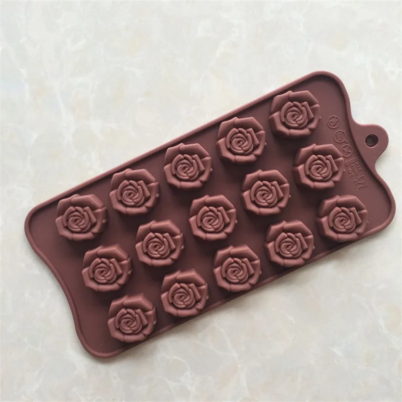 15 three-dimensional rose chocolate mold silicone handmade cold soap mold fire paint wax standing mold