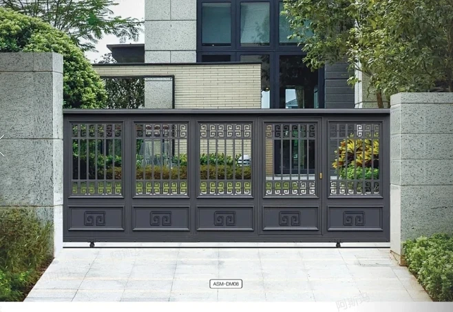 *& Modern Aluminum Sliding Gate Courtyard Entrance Security Door Outdoor Powder Coated Residential Villa
