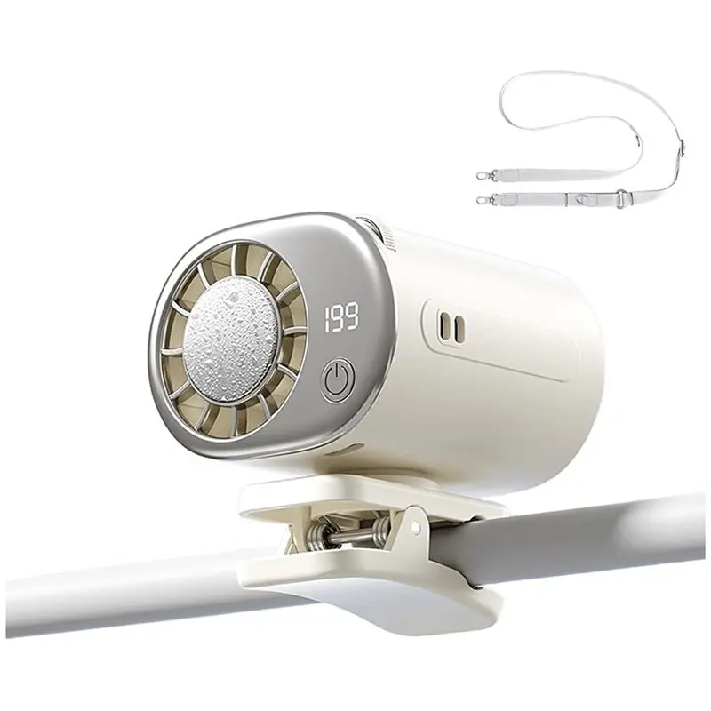 

A50Q-Portable Mini Waist Fan With Secure Clip Air Conditioner Fan LED Display For Home Travel Camping Cooling