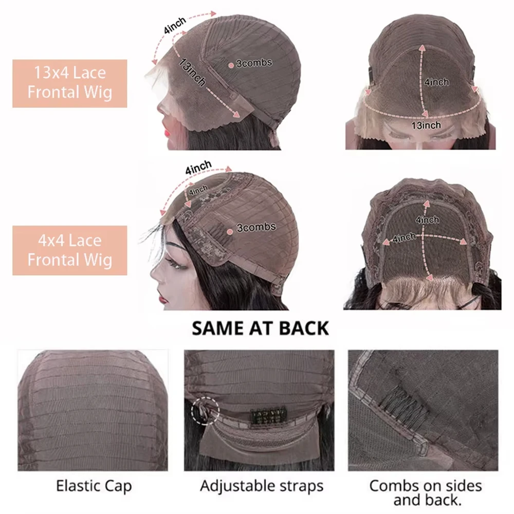Parrucca brasiliana corta Bob 13x4 Bone Straight HD Trasparente 4x4 Parrucche per capelli umani Parrucca anteriore in pizzo brasiliano Parrucche Bob senza colla