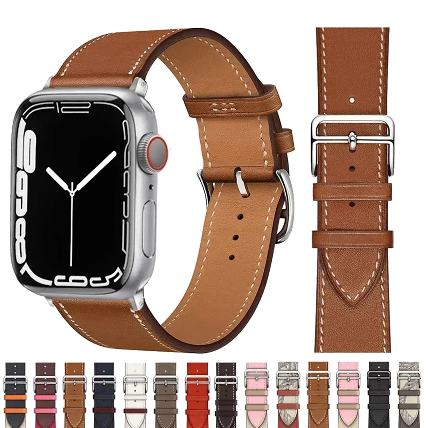 Leder-Uhrenarmbänder für Apple Watch 44mm 49mm 45mm 42mm 40mm 41mm Sport-Armband iWatch Serie 11-10-9-8-7-6-5-Se-Ultra