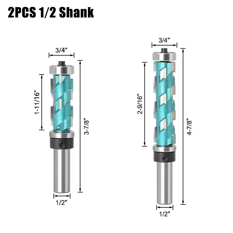 Imagem -06 - Shank Flush Trim Sólido Carboneto Espiral Superior Rolamento Cnc Roteador Bit de Compressão-corte Fresa de Madeira Rosto 12 mm