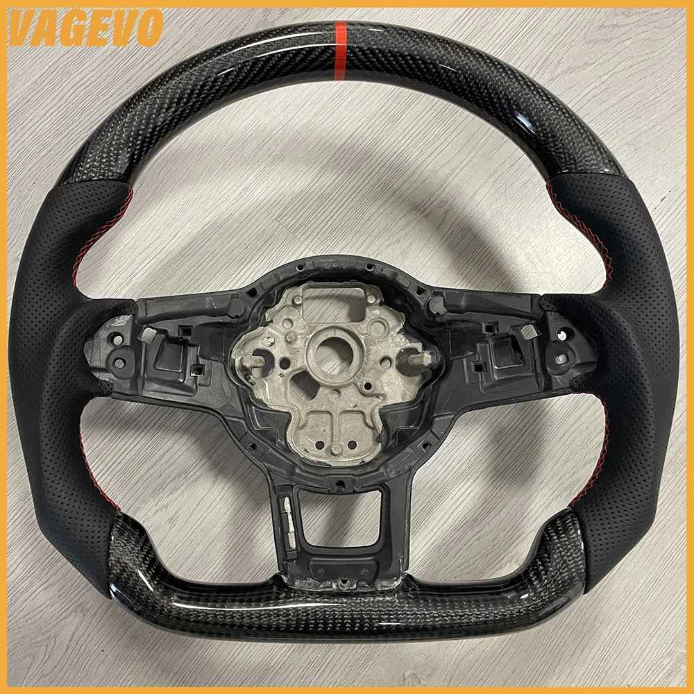 

Carbon fiber sports steering wheel leather for VW Golf 7 MK7 GTI R Passat B8 Tiguan MK2 DSG, optional paddles and buttons