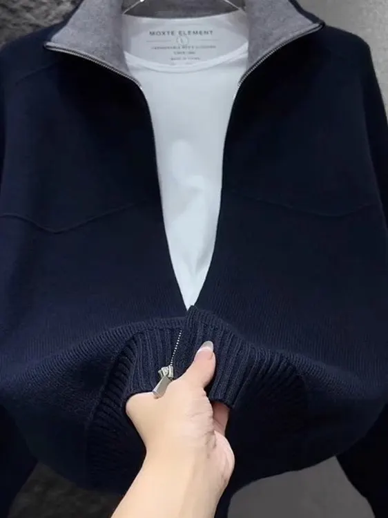 

Oversize Knitted Cardigan Men's Casual Loose Fit Color Blo Collar Sweater Comfortable Breathable Warm Autumn Winter Outerwear