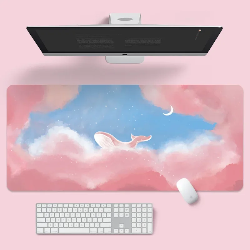 Purple Mouse Pad Clouds Landscape Large Computer Mat Deskpad Non-Slip Rubber Bottom Laptop Keyboard Mat Office Desktop Pad