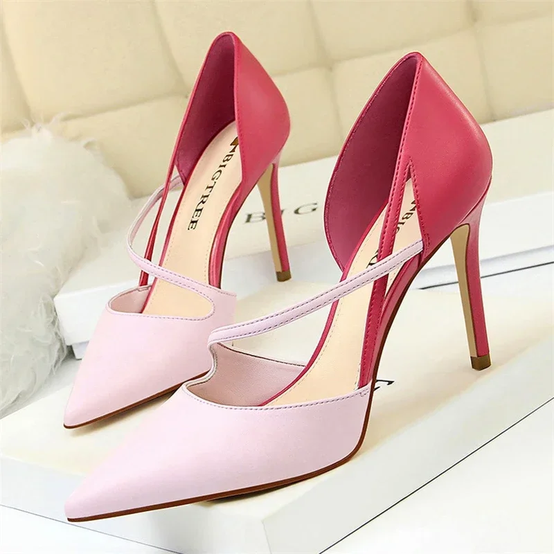 BIGTREE Fashion Designer Sweet Pointed Women Pumps Sexy Party Shoes Stripper Hollow Out Stiletto High Heel Sandals