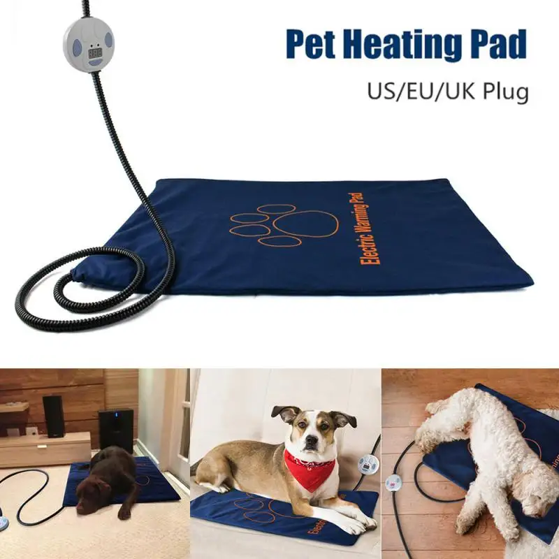 45×60cm Pet Dog Cat Warm Waterproof Electric Heating Pad Mat Carpet Adjustable Temperature Bite-resistant Wire US/UK