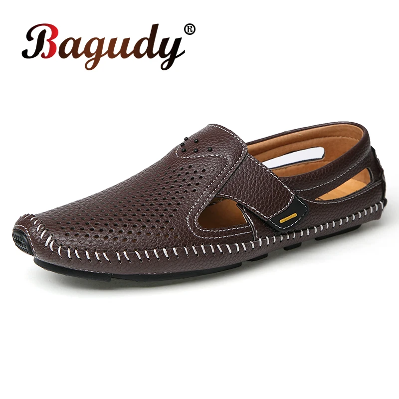 

Brand Men's Sandals Summer Outdoor Men's Sandals Leather Breathable Beach Sandals Luxury Designer Moccasins Summer Men's Shoes