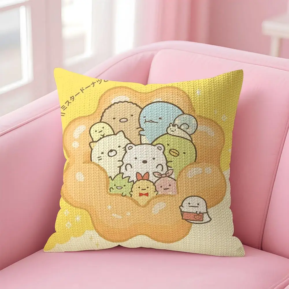 Cute S-Sumikko Gurashi Cushion Cover Decorative Linen Throw Pillow Case Soft For Bed Sofa Car Home Decor