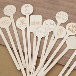 100pcs Custom Wooden Stir Sticks for Wedding Cocktails Monogram Drink Stirrers cheers to Swizzle Sticks Cocktail Stirrers Bridal