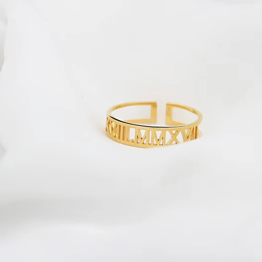 Anillo de grabado personalizado con letras para mujer y hombre, joyería de acero inoxidable para compromiso y boda, regalo