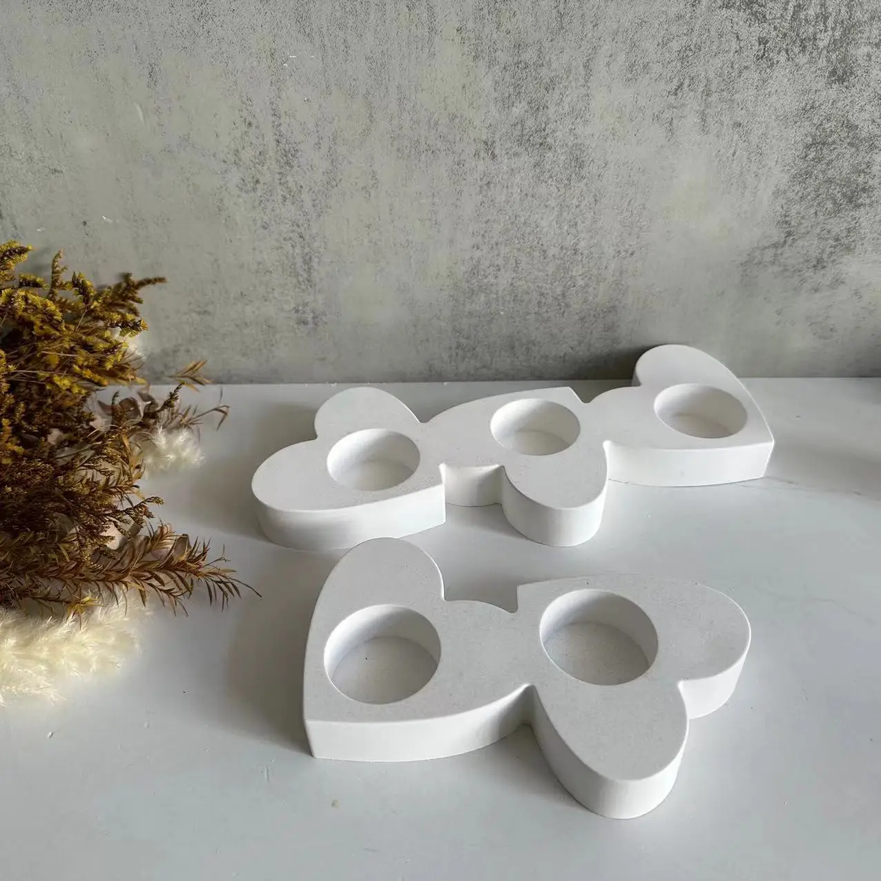 DIY Three Love Candle Holder Silicone Mold Erlian Love Scented Candle Holder Gypsum Drop Glue Mold