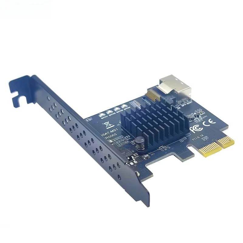 SFF8087 to PCI Express X1 Adapter PCIE to Mini SAS SFF-8087 Expansion Card SATA Controller Support 4 Port SATA 3.0 6Gbps HDD SSD