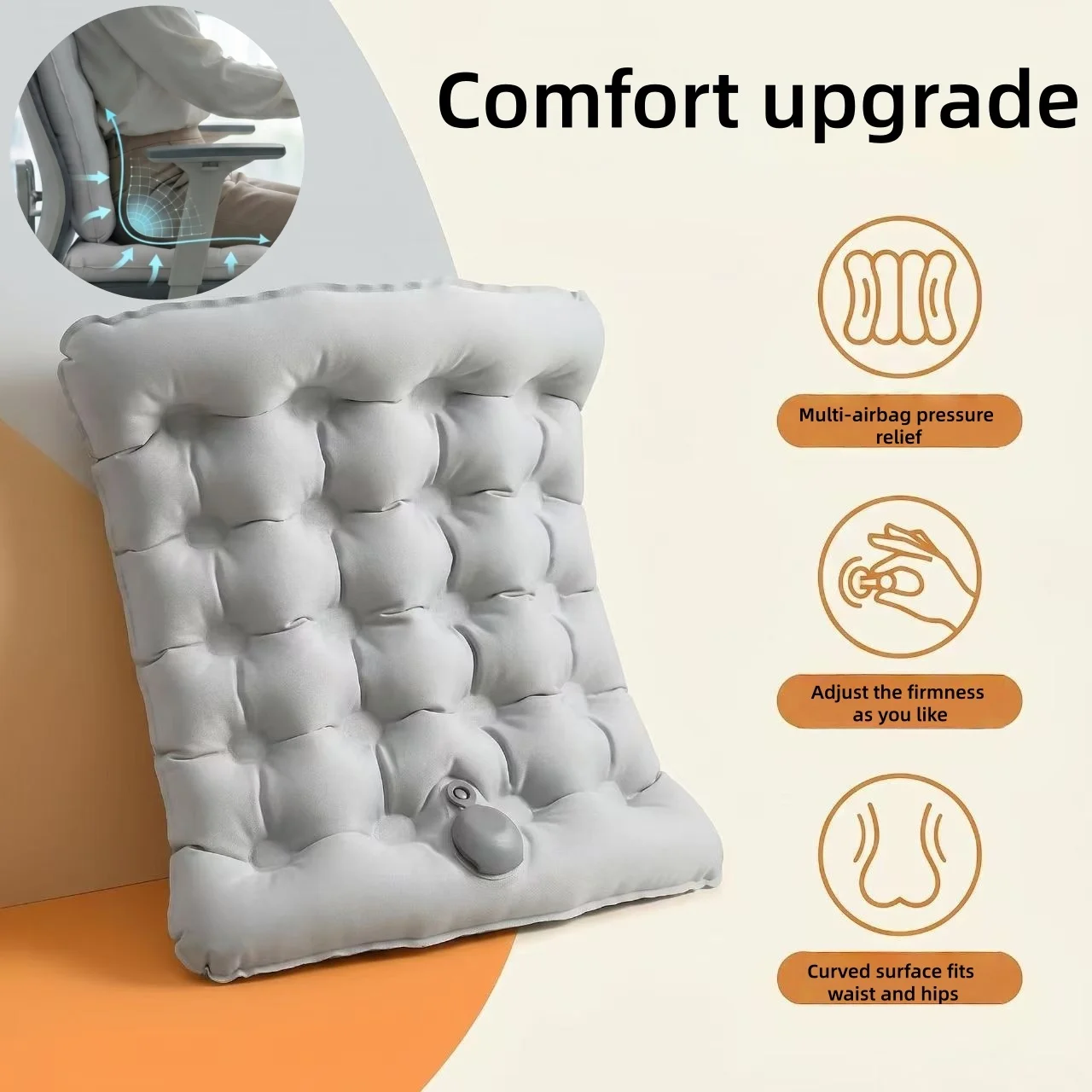 Portable Inflatable Lumbar Cushion Foldable Travel Pillow for High Speed Rail Aircraft - Lumbar Support Cushion