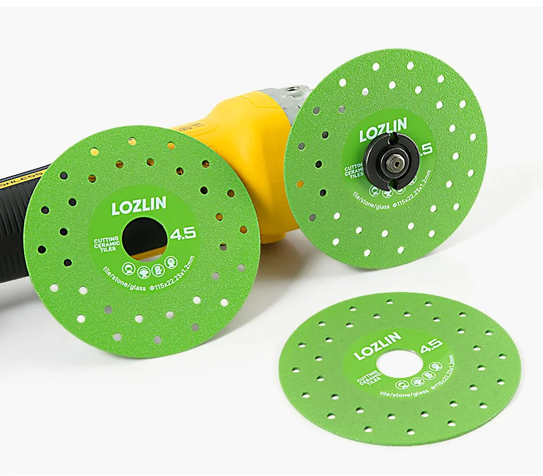 LOZLIN Gelötetes Diamantsägeblatt 115mm Schneiden und Schleifen Doppelnutzung für Marmor Keramik Glas Steinplatten Winkelschleifer-Werkzeuge – Detail 9