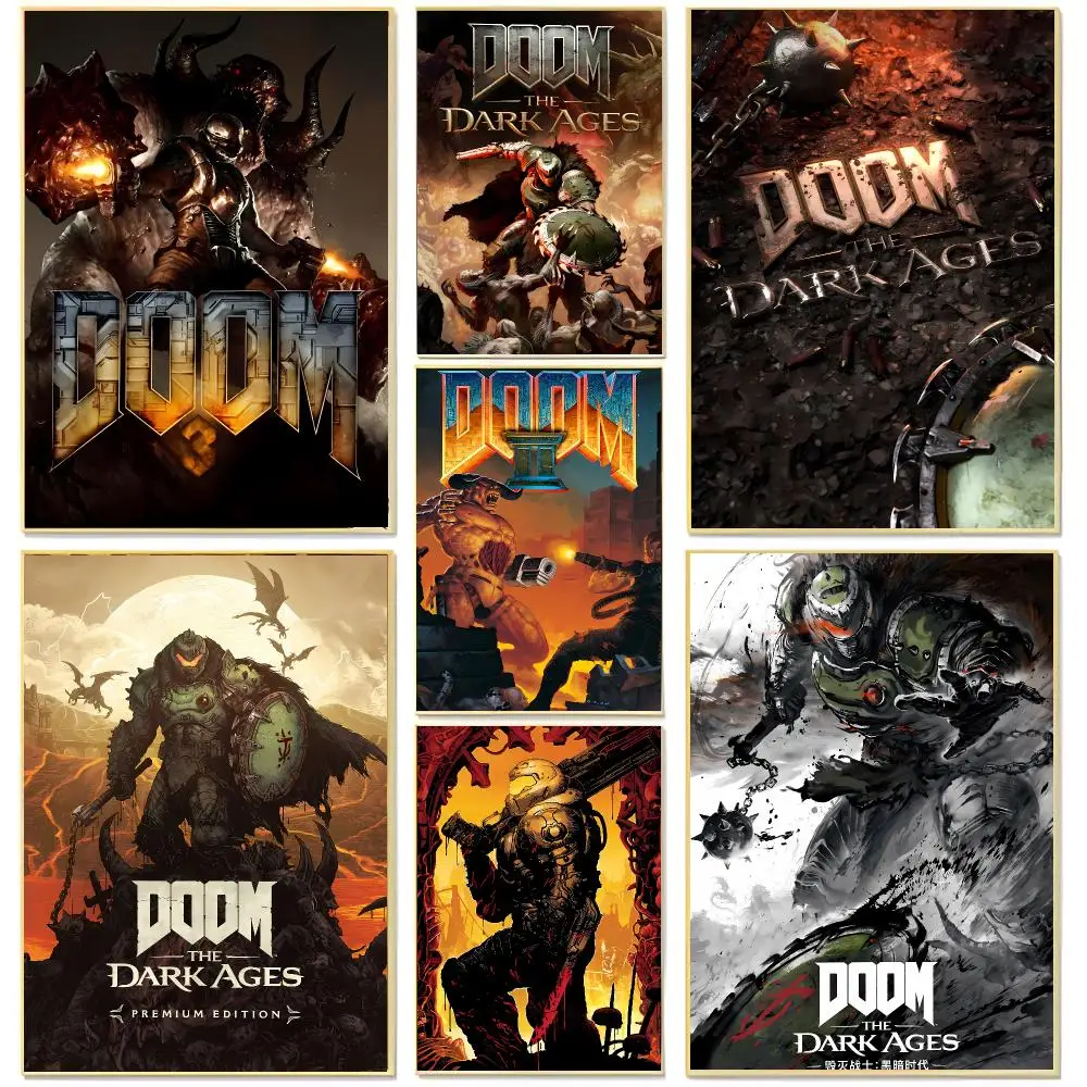 Retro Gaming D-DOOM The Dark Ages Poster Living Room Bedroom Decorative Print Unframed Decor