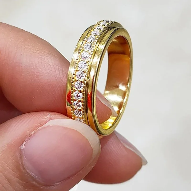 Shi-Anillo de circón completo para mujer, sortija de estilo europeo y americano, a la moda, 2024