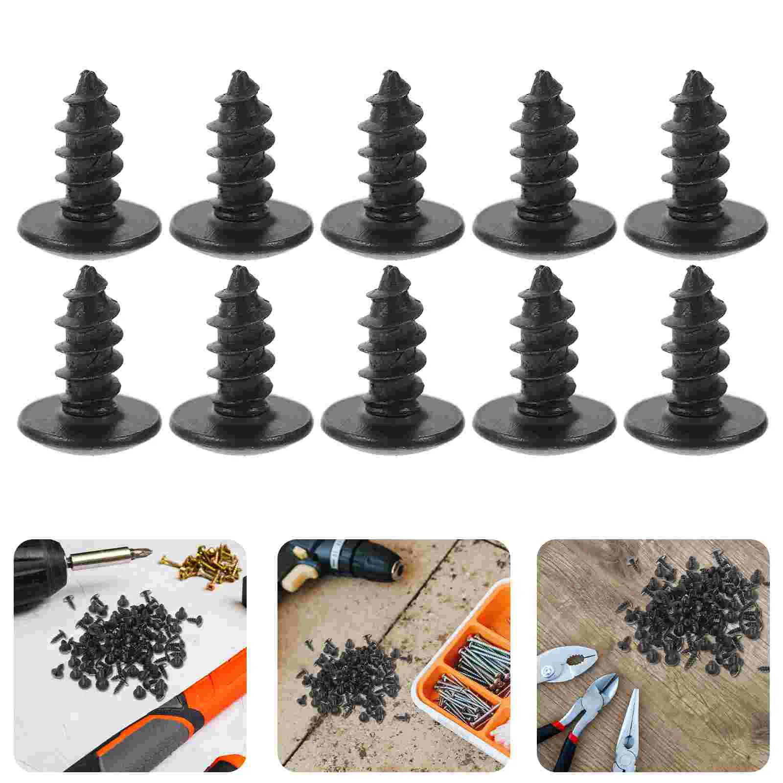 

100 Pcs Wood Screw Furniture Miniature Screws Fasteners for Home Improvement Skateboard Small Black