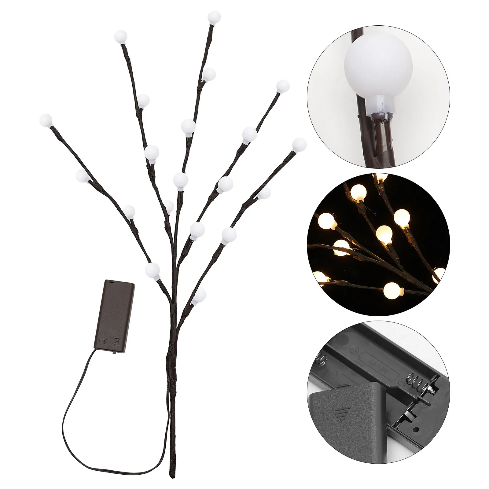 

2 шт. светодиодных светильников в виде веток дерева, работающие от батареек, для декоративной подсветки ваз, романтический ночник для домашнего декора