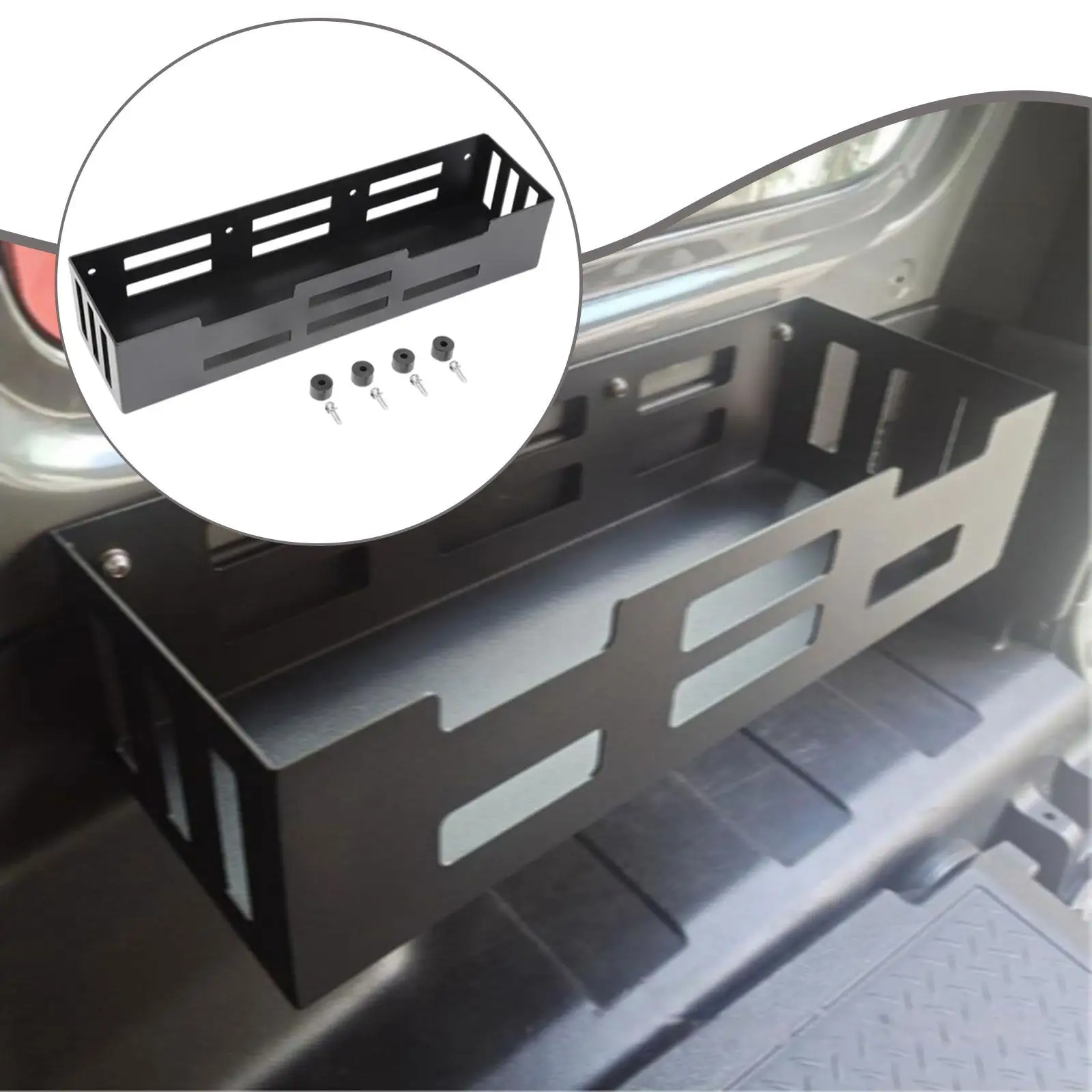 Black Aluminum Alloy Car Trunk Storage Basket Large Capacity Tool Box for Suzuki Jimny JB64 JB74 2018–2025