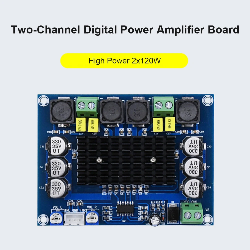 120Wx2 Digital Amplifier Board XH-M543/XH-A232/HW-328 2.0 Channel High-definition Digital Stereo Audio Power Amplifier Board