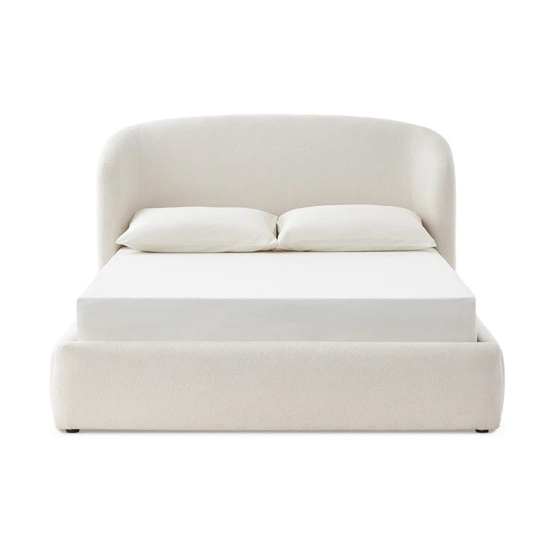 

Cream wind storage double bed French retro master bedroom lamb wool soft bag bed 1.8 meters storage bed