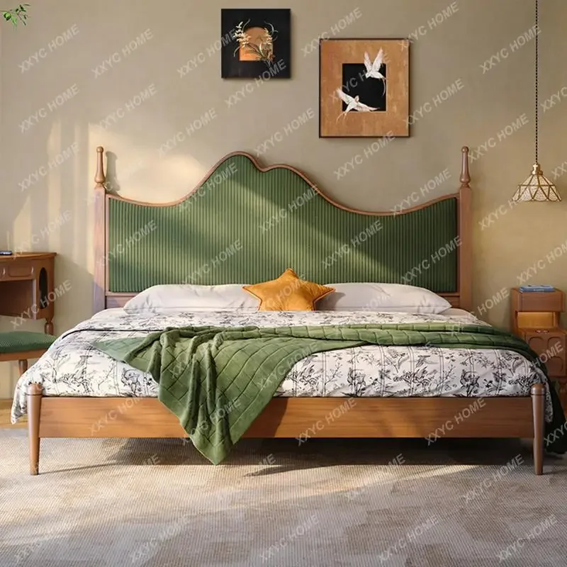NN vintage solid wood bed, medieval princess , double bed, 1.5 meters, 1.8 meters, wedding  upholstered bed, availabl