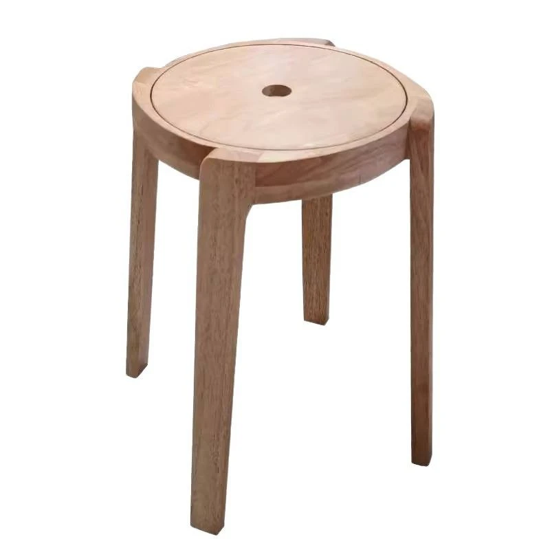Pure solid wood stool household stackable modern simple round windmill