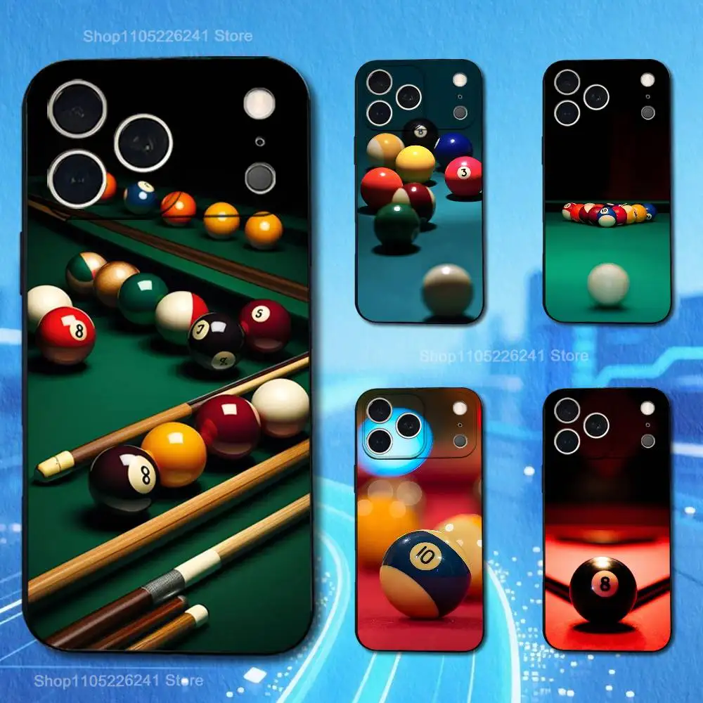 

Billiards Ball Art Snooker For iPhone 13,17,11,12,16,14,15,Plus,Pro Max,XS,X,XR,SE,Mini,8,7,Soft Silicone Black Phone Case