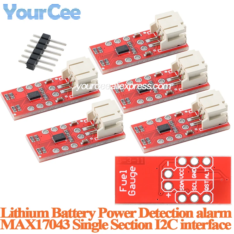 10pcs/1pc MAX17043 Single Section LiPo Fuel Gauge Lithium Battery Power Detection Alarm Module A/D Conversion IIC Monitoring