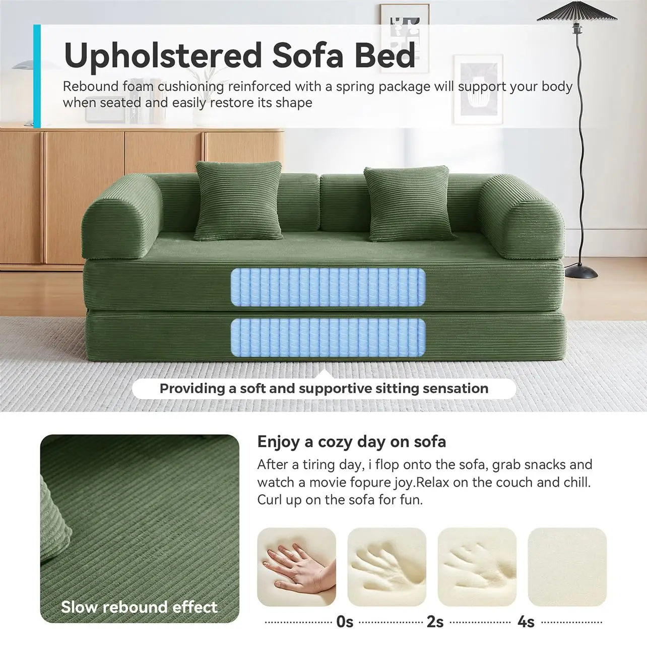 Convertible Floor Sofa Bed with Fixed-Shape Frame, King Size Floor Sleeper 5-in-1 DIY Combination Modular Sofa, Modular, Custom - view 5