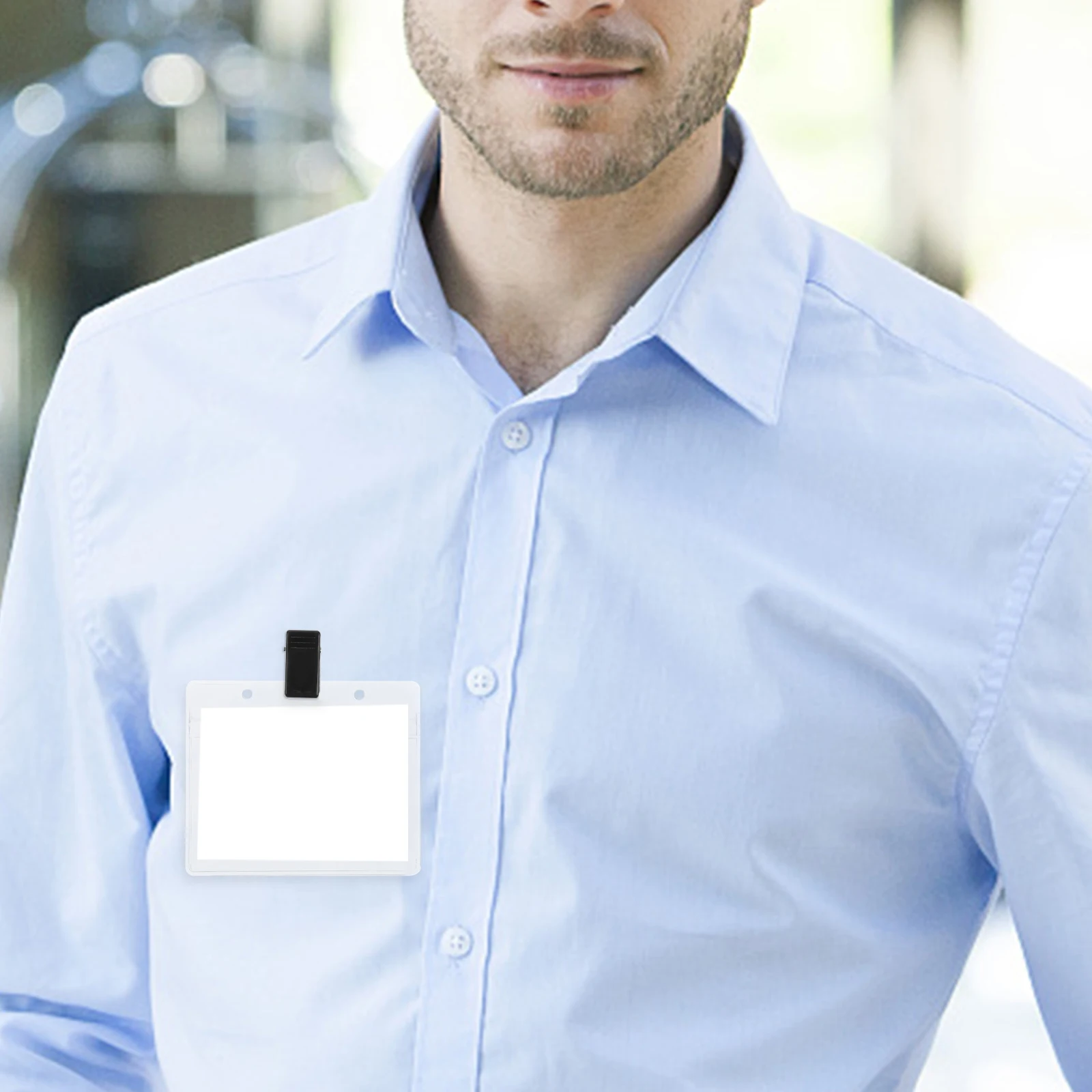 

100pcs Badge Self Adhesive Small Spring Clips For Id Badges Office Trade Shows Abs Steel Adhesive Badge Holders Wall