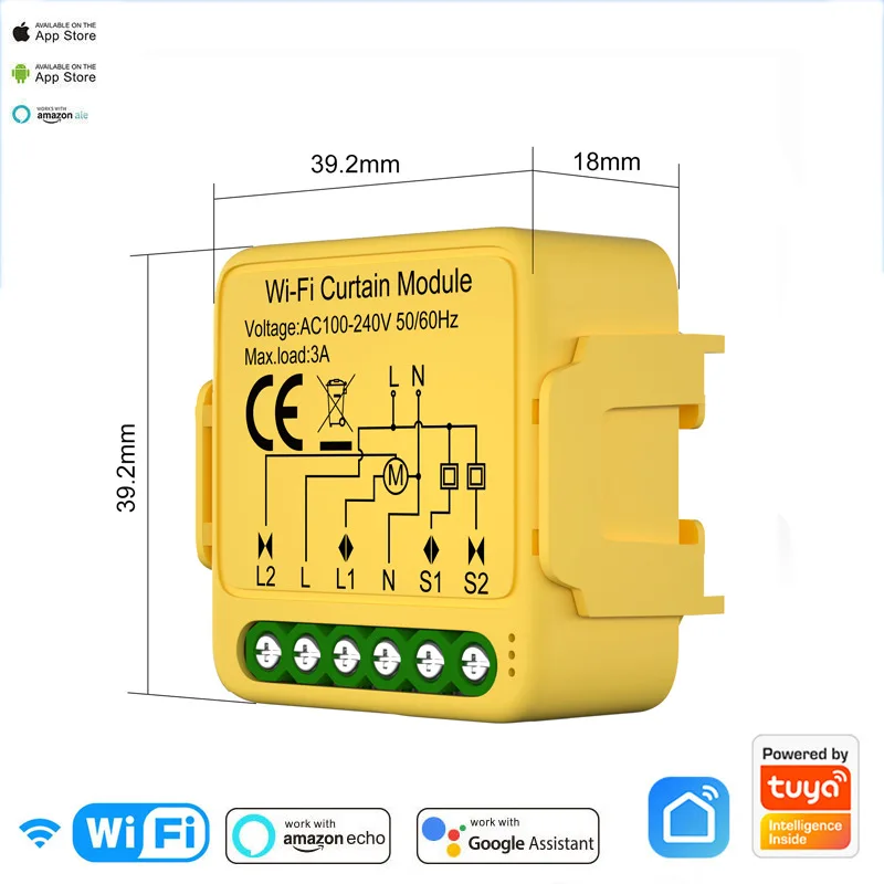 Tuya ZigBee/Wi-Fi Wi-Fi модуль переключателя жалюзи для открывания окон, электродвигатель рольставней, работает с Alexa Google Home