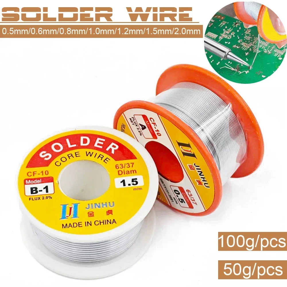 50g/100g CF-10 0.5/0.6/0.8/1/1.2/1.5/2.0MM 63/37 FLUX 2.0% 45FT Core Solder Soldering-Wire Roll For DIY