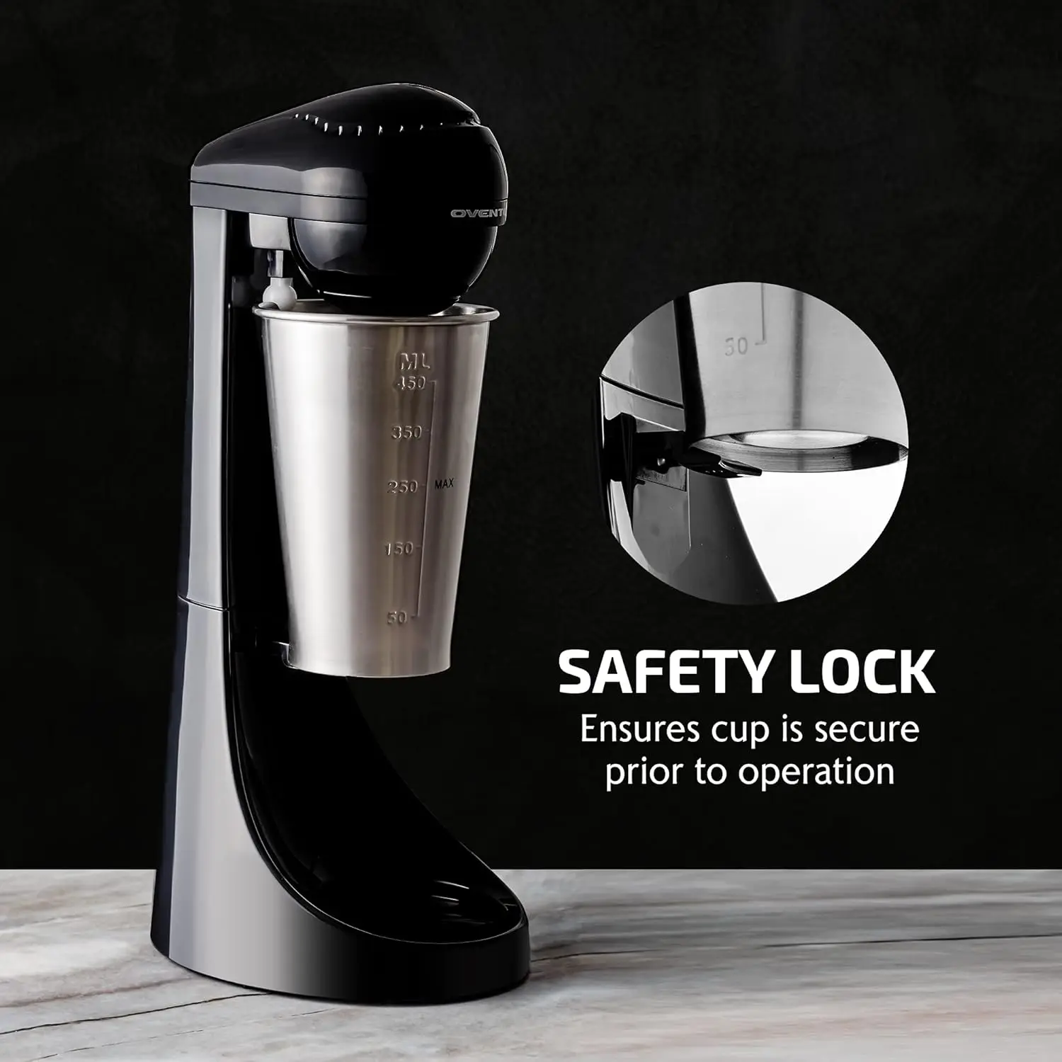 Classic Milkshake Maker Machine with 2 Speed Setting, Safety Lock & 15.2 Ounce Stainless Steel Mixing Cup & Rod