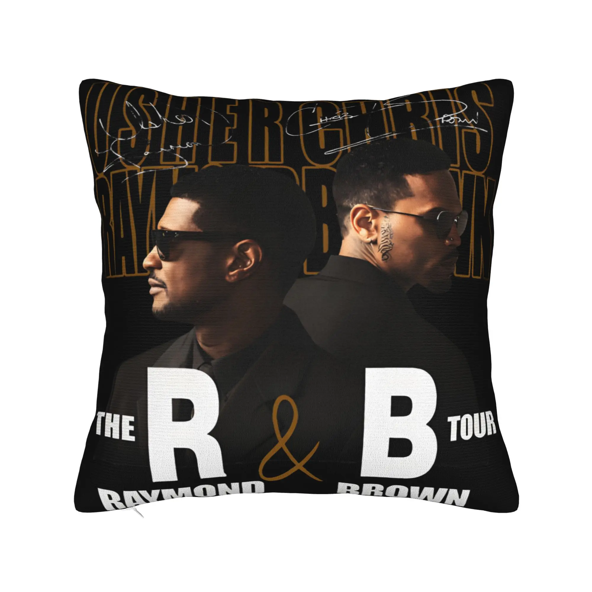 Chris Brown And Usher The Rb Tour Pillow Cover  Raymond And Brown Square Cushion Cover Cute Pillow Case For Couch Sofa Bedroom