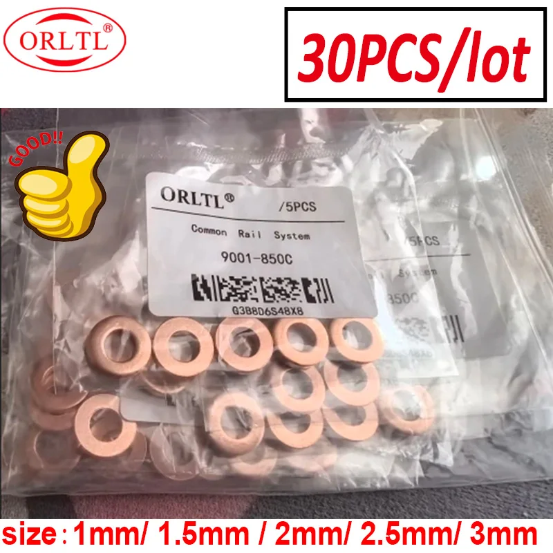 30pc ORLTL 9001-850C Injector Washer Shims Copper Rings Gasket 9001 850C 9001850C Thickness 7.1*15*3 3mm for EJBR04501D