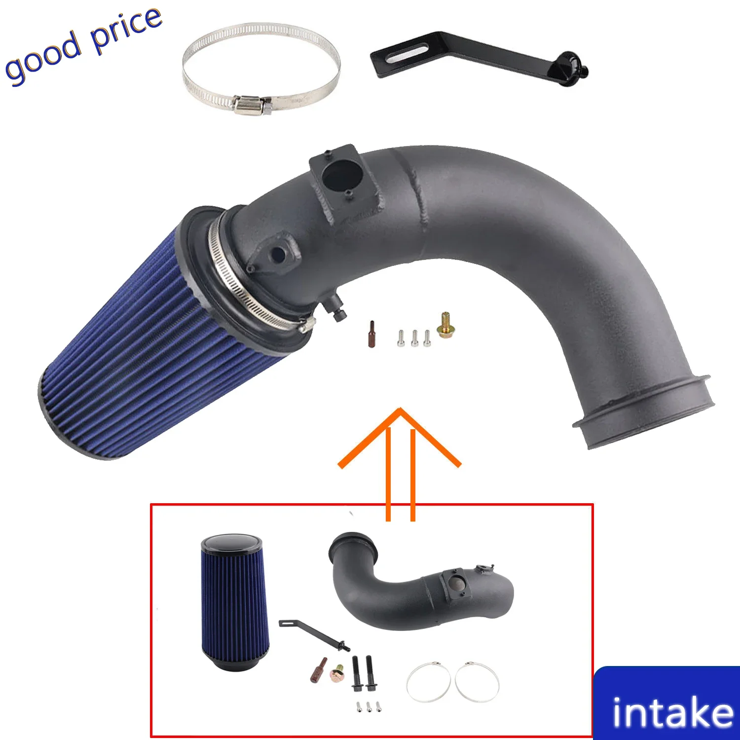 Blue Filter Black Pipe Car Cold Air Intake Kit w/ Filter for 2007-2012 DODGE RAM 2500 3500 6.7L Cummins Diesel