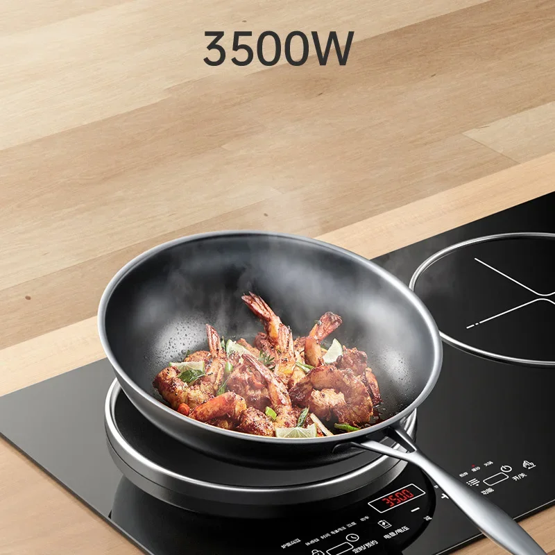 Estufa de cerámica eléctrica integrada de escritorio, Cocina de Inducción de doble cabezal de alta potencia, fuego feroz, 3500W/3500W, hogar inteligente