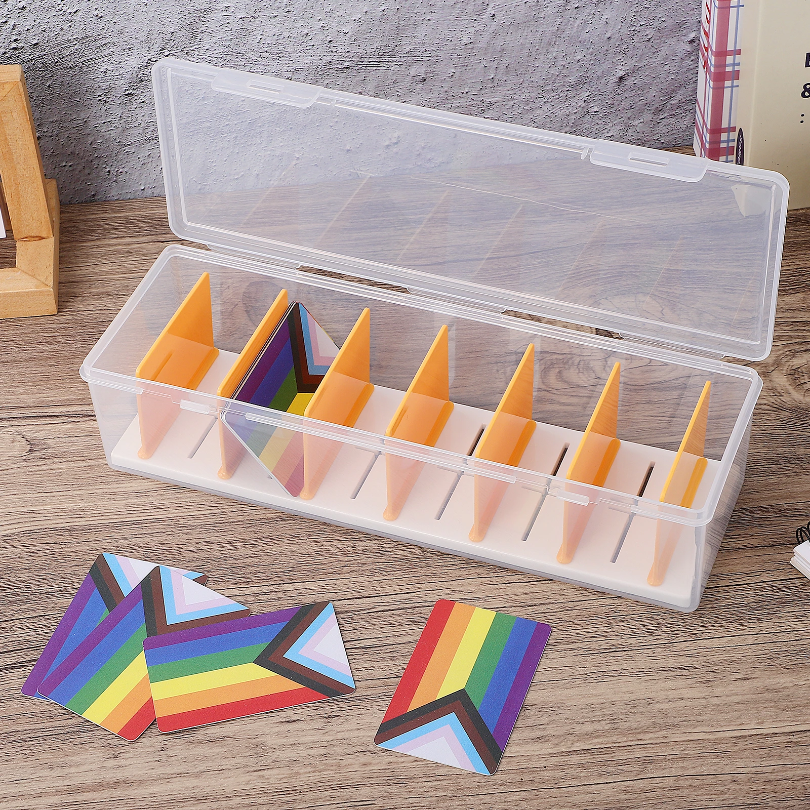 

Plastic Card Organizer Box with Dividers Transparent Portable Lid Secure Card Collector Storage Playing Trading Sports Cards