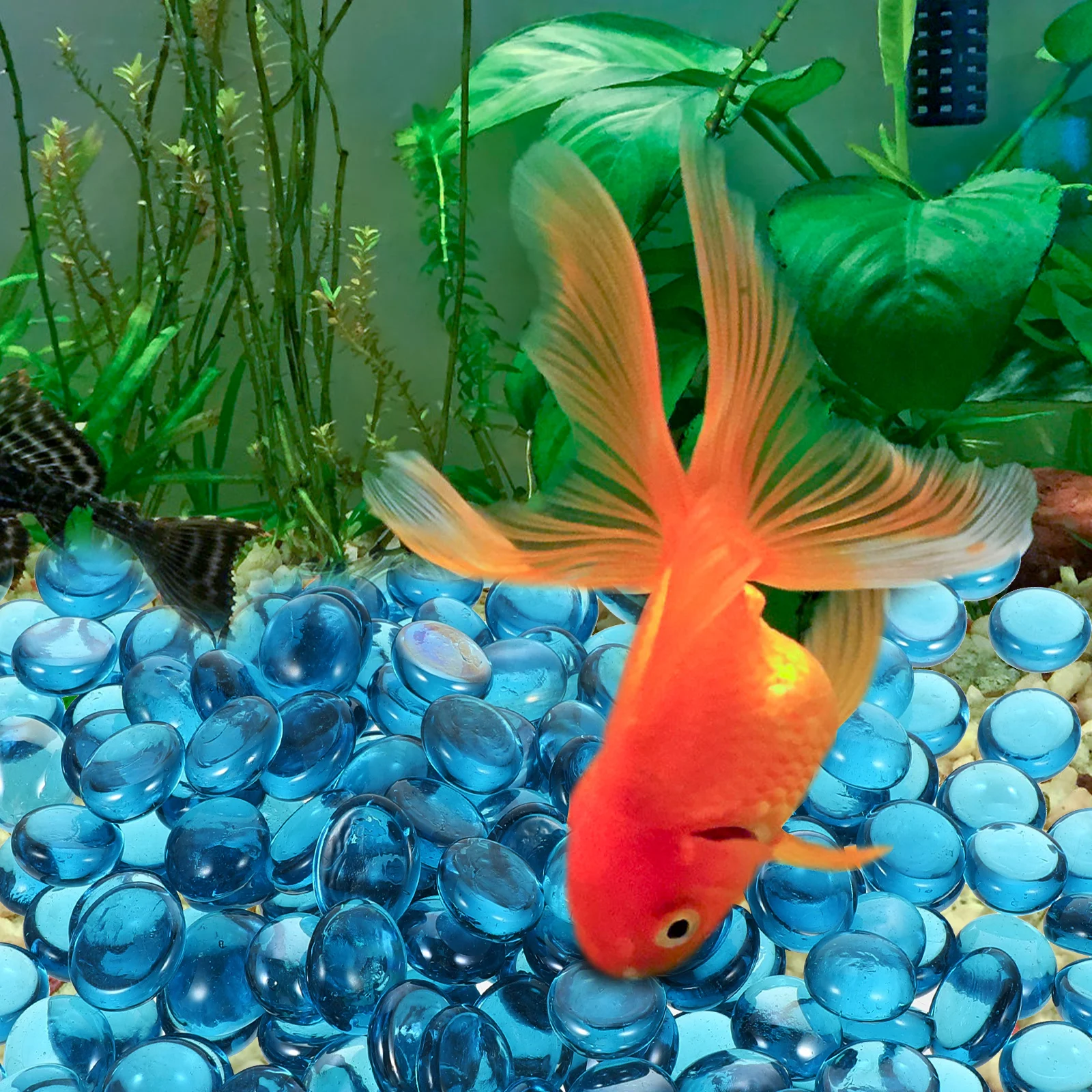 

1 Bag Of Fireproof Glass Beads Multi-Use For Fireplace Fish Tank Plant Pot Decor Glass Gravel Landscaping Stone Aquarium Wedding