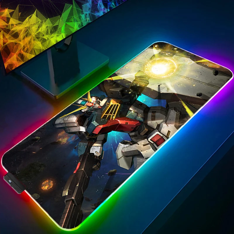 لوحة ماوس LED RGB تصميم غير قابلة للانزلاق حصيرة مكتبية للألعاب M-ميكانيكية W-warrior G-gundam ملحقات حواف مخيطة للوحة الماوس المنزلية #1
