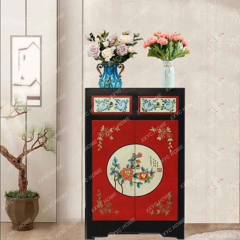 XXSolid wood simple multi-layer shoe cabinet Chinese home, storage cabinet entrance foyer locker