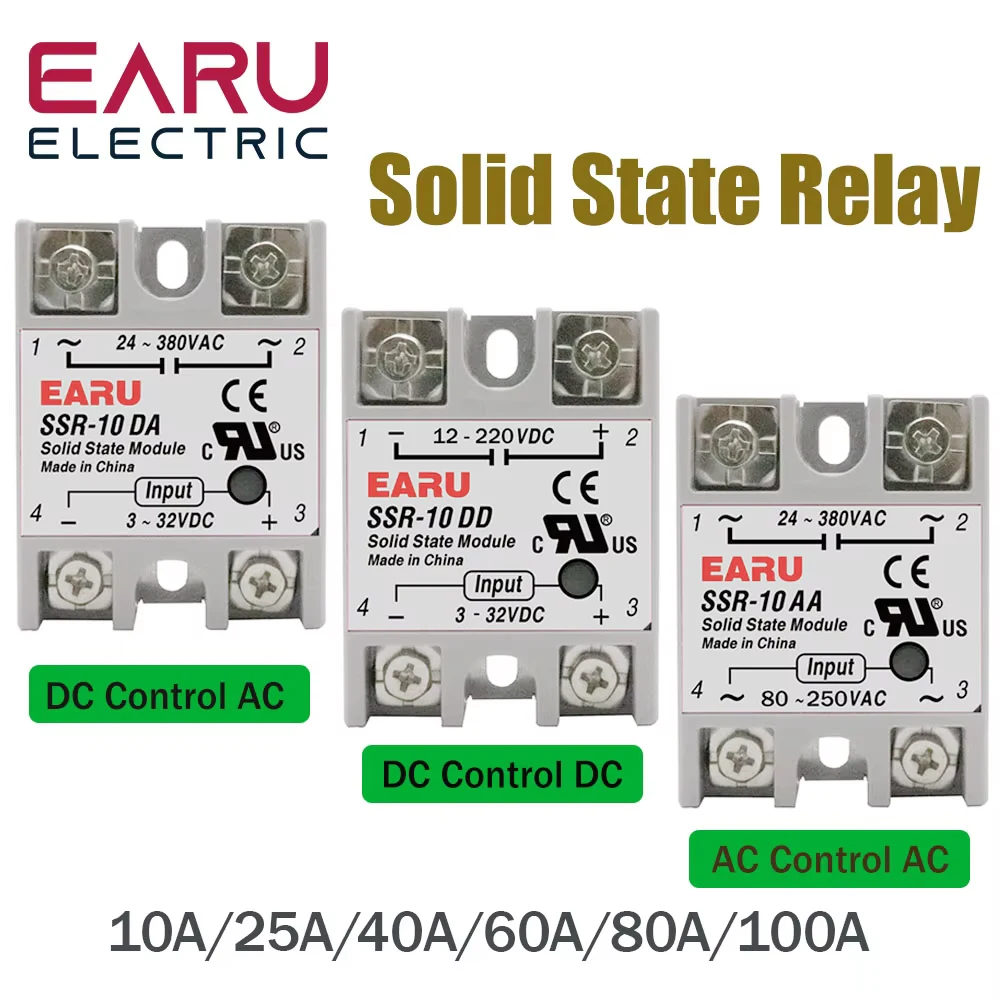 SSR-25DA SSR-40DA SSR-40AA SSR-40DD SSR 10A 25A 40A 60A 80A 100A DD DA AA Moduł przekaźnika półprzewodnikowego do regulacji temperatury PID